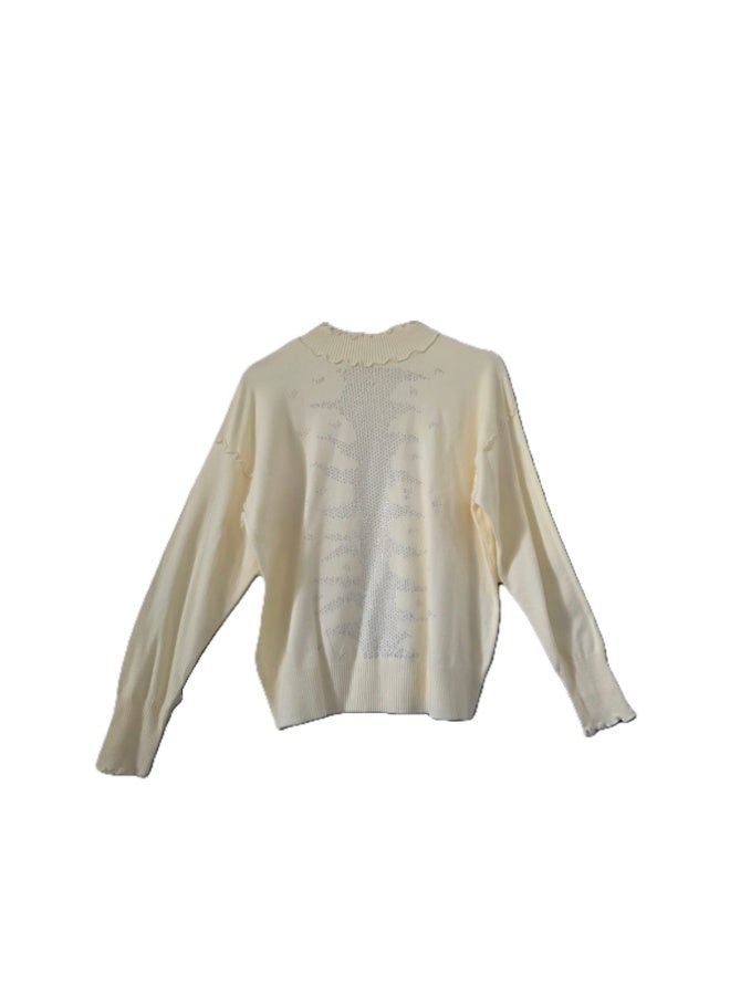 Long-sleeve knit top  Wide-leg elastic-waist pants - Image 2